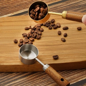 Cuchara de café dorada de acero inoxidable con mango de madera para café, té, azúcar en polvo, <span class=keywords><strong>15</strong></span> <span class=keywords><strong>ml</strong></span>, 1 cucharada - Product Image 3