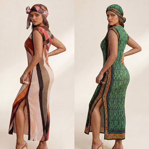 Premium Geometric Lounge Set Soft Polyester <strong>Kaftan</strong> Shawl Lightweight Breathable Four-Way Stretch with Sun Protection for <strong>Summer</strong> - Product Image 3