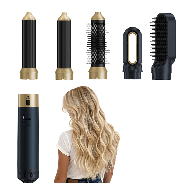 Professional 5 in 1 Electric Hair Dryer Styler & Curling Iron with Hot Air Brush Multi-Tool Styling Set for Household Use