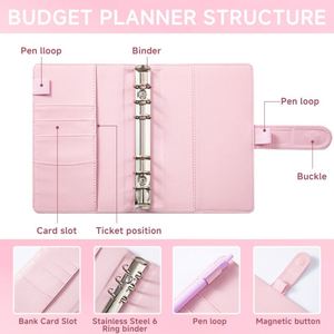 Wholesale Loose Leaf Pu Leather 6 Ring Planner 100 Envelope Savings Challenge A6 Budget <b>Binder</b> - Product Image 3