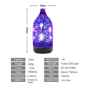 เครื่องกระจายกลิ่นหอมแก้ว 3 มิติ สีเขียว พร้อมไฟ LED และเครื่องเพิ่มความชื้นในอากาศ สำหรับใช้ในบ้านและเชิงพาณิชย์ ความจุ 0.5 ลิตร - Product Image 3