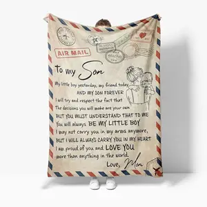 Amazon Multilingual flannel envelope blanket message writing letter blanket conditioning blanket for Thanksgiving Day