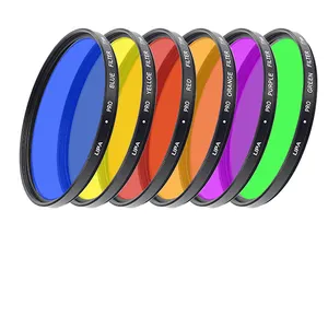 OEM 37-82mm white and black Filter Red Yellow Orange BLue color filter with camera lens filter
