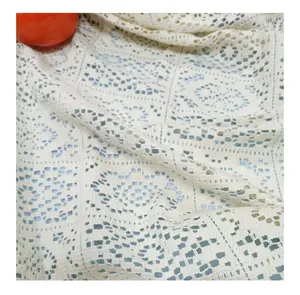 Supply Wholesaler Reasonable Price Oem Golden Supplier Lace Cotton Large Tricot Knitted Crochet Knit Lace Mesh Fabric Flowers