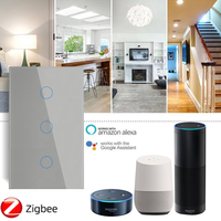 Interrupteur mural intelligent tactile Tuya ZigBee, compatible Alexa Google, 10A Max 240V, US AU, sans fil neutre et avec fil neutre, interrupteur mural électrique