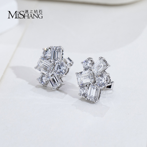 Pendientes de diamantes de oro blanco de 18 quilates Messi Jewelry MSE-834 para mujer - Product Image 3