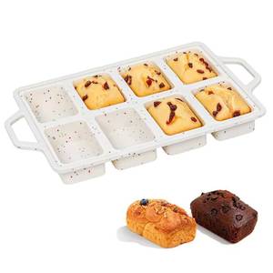 Moule à pâtisserie rectangulaire 8 cavités MUYULINS Factory, qualité platine LFGB, antiadhésif, sans BPA, en silicone, pour gâteaux et muffins. - Product Image 1