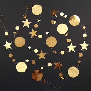 Guirnalda de Estrellas Redondas de Papel Dorado Colorido, Fondo Brillante, Decoración Colgante para Fiestas - Product Image 2