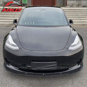 Pour Tesla Model 3 2017-2023 Berline, lèvre de pare-chocs avant style IKON, PP noir mat - 3 pièces, kit carrosserie de haute qualité - Product Image 2