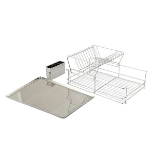 Égouttoir à vaisselle à 2 niveaux en <span class=keywords><strong>fil</strong></span> antirouille Planches d'égouttage de cuisine en acier inoxydable Séchoir à vaisselle à double couche pour la cuisine - Product Image 5