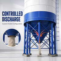 Silo en acier de grande capacité avec déchargement par le bas en cône pour le stockage industriel en vrac de ciment, de cendres volantes et de poudres minérales