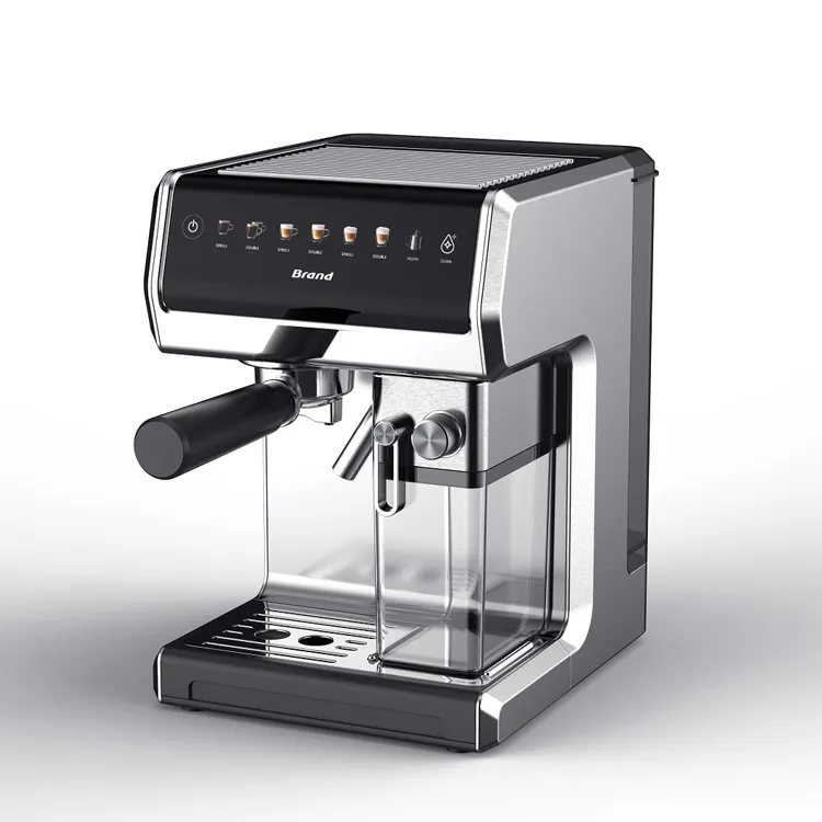 Macchina da caffè Espresso elettrica in acciaio inossidabile con serbatoio latte da 500ML e Touch Screen digitale per uso domestico e alberghiero