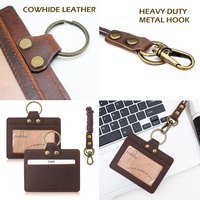 Porte-badge en cuir véritable Boshiho personnalisé, porte-cartes de crédit, cordon de cou de haute qualité pour le bureau et les étudiants