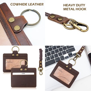 Boshiho Leather <b>ID</b> Card <b>Holder</b> Badge Credit Card <b>Holder</b> High Quality Neck Lanyard for Office Student Business - Product Image 3