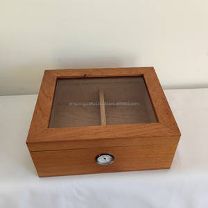 Caja de Almacenamiento para Cigarros de Madera Maciza de Cedro Español, Fabricación Personalizada OEM, Venta al por Mayor de Fábrica, Mejor Calidad con Humidificador e Higrómetro, Color Rojo - Product Image 3