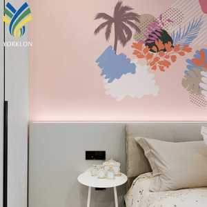 Carta da parati impermeabile 3D rosa per camera dei bambini Graffiti botanici <span class=keywords><strong>con</strong></span> palma murale cartone animato 3D fiori carta da parati per la decorazione della casa - Product Image 4