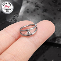 Cincin Hidung Zirkon Lapis Ganda ASTM F136 Septum Clicker Perhiasan Tindik Telinga Titanium G23 Anting Titanium Hoop Nose Stud