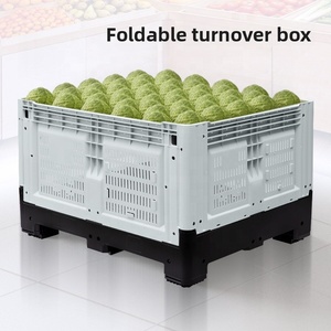 Nhựa Lớn Có Thể Gập Lại Trái Cây Pallet Với Nắp Doanh thu Công Nghiệp Hậu Cần Hộp Cho Hàng Hóa Và Lưu Trữ Cho Xe Nâng Sử Dụng - Product Image 3