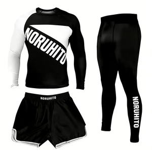 Combinaison de boxe, MMA, sports de <span class=keywords><strong>combat</strong></span>, fitness complet, <span class=keywords><strong>UFC</strong></span>, course à pied, entraînement, pantalon en spandex/polyester à séchage rapide, ensemble trois pièces - Product Image 4