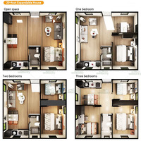 Villa préfabriquée extensible WELLUCKY pour projet de logement communautaire, maison modulaire évolutive avec plan de dessus personnalisé et équipements complets