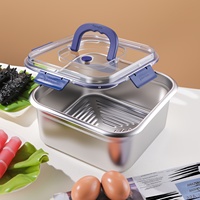 Boîte de conservation alimentaire en acier inoxydable, compatible micro-ondes, style minimaliste, hermétique, organisateur de réfrigérateur, boîte à lunch, boîte de bureau