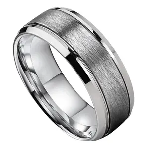 Wholesale China supplier silver plated wholesale fashion jewelry luxury men's tungsten carbide rings