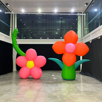 Fleurs gonflables personnalisées rouge rose 2M avec éclairage LED, imperméables, géantes, décoratives pour événements et parcs