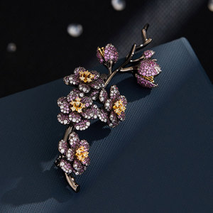 Flower Shape Plum Blossom Brooch Zinc Alloy Micro Insert Women's Gift Accessory - Product Image 1