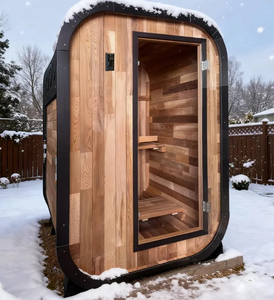 Sauna da Esterno di Lusso in Cedro Rosso/Hemlock per 1-2 Persone, Design Cubico Intelligente con <span class=keywords><strong>Stufa</strong></span> per Giardino - Product Image 3