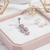 HGC 316L Nouveauté : Piercing de nombril style barre avec pendentif, plaqué PVD, bijou de piercing nœud papillon