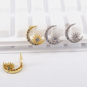 EC1466 New Style CZ Pave Crystal Crescent &amp; <strong>Star</strong> <strong>Earring</strong>,Cubic Zirconia Crescent <strong>Moon</strong> <strong>and</strong> <strong>Star</strong> Studs <strong>Earring</strong> - Product Image 4
