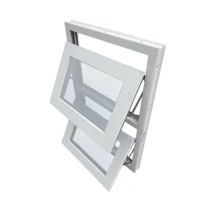 High Quality Double Lowe Glass small UPVC/PVC Vinyl Hinged Top Hung Awning Windows