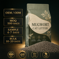 Litière pour chat naturelle à l'armoise, directement de l'usine, capacité de 800 tonnes par jour, vente en gros, agglomérante, contrôle puissant des odeurs, jetable aux toilettes