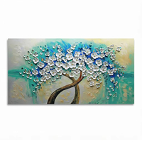 Peinture à l'huile abstraite de fleurs en 3D peinte à la main, peinture au couteau sur toile, décoration murale pour le salon, décoration de la maison