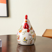 Figurine de coq en céramique peinte à la main, style rétro américain, décoration artisanale pour meuble TV, entrée, salon, aménagement intérieur