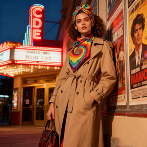 PESENAR 1960s Style arc-en-ciel <span class=keywords><strong>cravate</strong></span> colorant spirale motif tissu pour rétro Vintage Hippie Costume décoration accessoire - Product Image 4