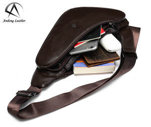 Bolso de Pecho y Hombro de Cuero Vacuno Genuino Suave Andong para Hombre, Bolsos Cruzados, Bolso de Mano Multifuncional para Negocios, Trabajo y Uso Casual - Product Image 6
