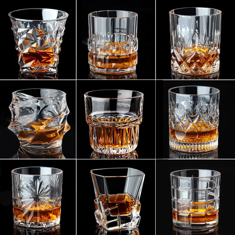 Bicchieri da whisky in cristallo vecchio stile bicchiere da whisky con rotazione senza piombo di lusso per la festa in Bar a casa