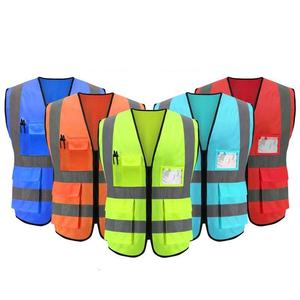 Venta al por mayor chaleco de seguridad reflectante con bolsillo chaleco de seguridad frontal con cremallera de alta visibilidad con tiras reflectantes para mujeres y hombres - Product Image 6