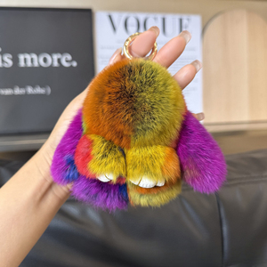 Umoo - Llavero <span class=keywords><strong>de</strong></span> Peluche Suave con Forma 3D <span class=keywords><strong>de</strong></span> Conejo Rex Auténtico, 10 cm, Colgante Decorativo para Bolsos - Product Image 1