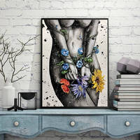 HUACAN Nouvelle Peinture Diamantée Style Américain en Résine, Mosaïque de Diamants Carrés et Ronds Complets, Portrait de Femme et Fleurs, Décoration Intérieure, Cadeau