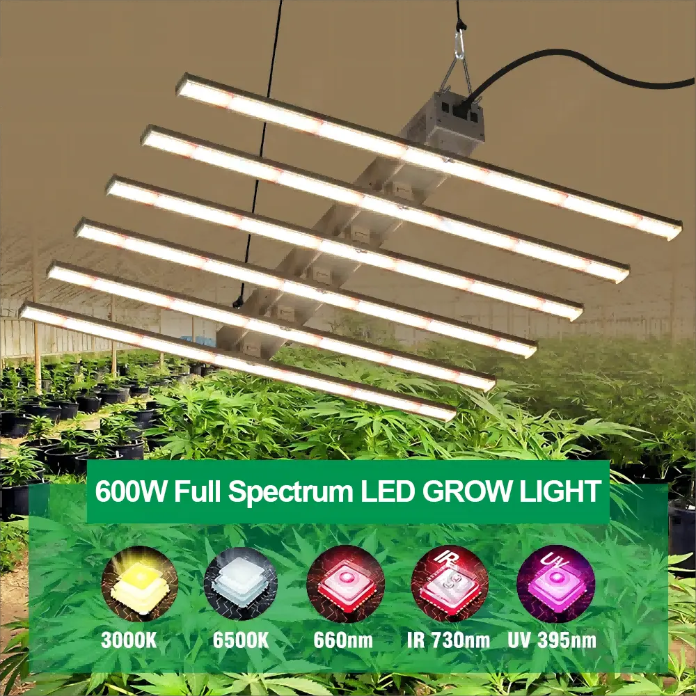 YXO Top High PPE 300w 600w coltel Lights Indoor Plant SMD2835 Full Spectrum dimmerable Grow Light 6 bar in alluminio