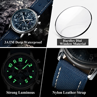 Jam Tangan Pria Tahan Air Bercahaya Kronograf Tanggal OEM Jam Tangan Pria Mewah Quartz Nilon Kulit Olahraga Arloji Reloj