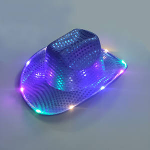 قبعة رعاة البقر المبتكرة مع أضواء LED وامضة، مصنوعة من البوليستر المتين مع ترتر، مثالية لإكسسوارات الحفلات ومهرجانات الموسيقى والعروض المسرحية - Product Image 6