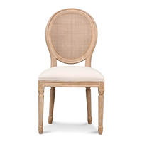 Chaises de salle à manger de style français vintage DISHI avec dossier rond, chaises de banquet, chaises en bois rembourrées avec accoudoirs