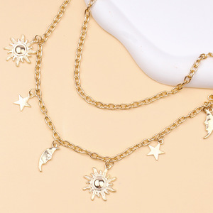 Gold Star And <b>Moon</b> Waist Chain Zinc Alloy Double <b>Ring</b> Party Body Chain - Product Image 3
