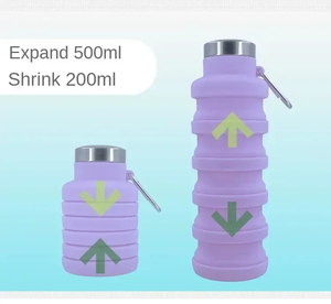 Bouteilles d'eau sportives en silicone de qualité alimentaire, personnalisées, sans BPA, télescopiques, adaptées aux boissons chaudes et froides, portables - Product Image 4