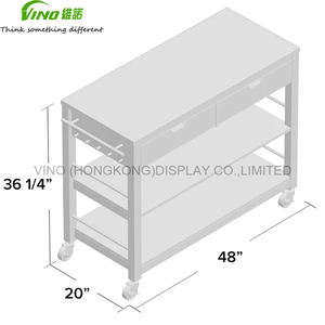 Carrito de Isla de cocina moderno de madera maciza con ruedas rodantes y bloqueables Almacenamiento de apartamento para armarios de cocina 2 cajones - Product Image 5