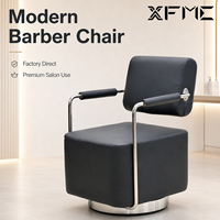 Fauteuil pivotant de luxe haut de gamme en cuir noir moderne, chaise de relaxation et d'attente avec coussin d'assise large pour salon et salon de beauté