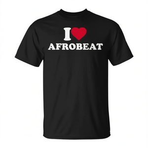 T-shirt I Love Afrobeat en coton noir, vêtements unisexes pour fans de musique - Product Image 3
